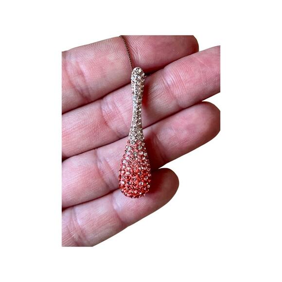 Vintage Sterling Silver 18k Gold Plate Pink Swarovski Crystal Pendant Necklace - Picture 6 of 10